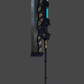 Futuristic Metallic Long Sword With Blue Glowing Stripe And Black Gold Accents