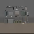 Bathroom Accessories With Wall Mounted Shelves Towel Racks Toilet Washbasin Cleaning Tools