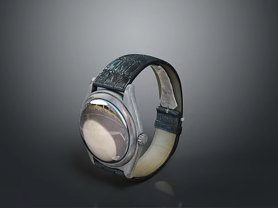 Stylish Leather Strap Watch With Round Dial And Metal Case Fashion Accessory 3d model