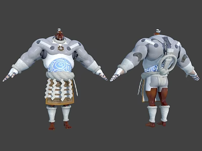 Warrior Character Design With Blue White Patterns And Front Back Views Outfit 3d model