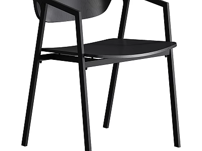 Modern Black Dining Chair With Metal Frame And Simple Stylish Contemporary Design 3d model