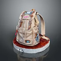 Beige Casual Backpack With Multiple Pockets And Adjustable Straps For Daily Use 3d model