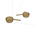 Set Of Two Golden Small Pots With Long Handles For Kitchen Cooking Tools