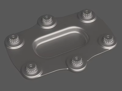 Metal Hardware Tool Mounting Plate with Six Knobs and Oval Groove 3d model