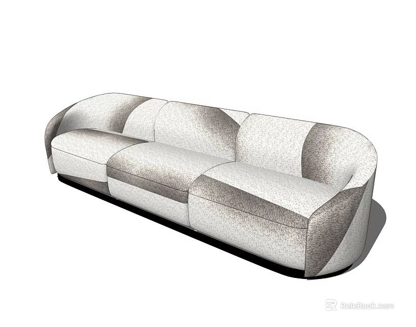 Modern Curved Multi Person Sofa With Gray And White Upholstered Fabric 3d model