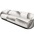 Modern Curved Multi Person Sofa With Gray And White Upholstered Fabric 3d model