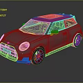 Compact Car with Gray Body Red Roof Red Side Mirrors Modern Design and Black Wheels