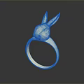 Elegant Gold Ring Featuring Rabbit Head Design For Fashionable Accessory 3d model
