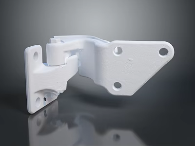 White Metal Hardware Hinge Tool With Mounting Holes And Sturdy Structure 3d model