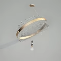 Modern Golden Circular Frame Chandelier with Slender Transparent Pendants and Black White Bottom Pendant