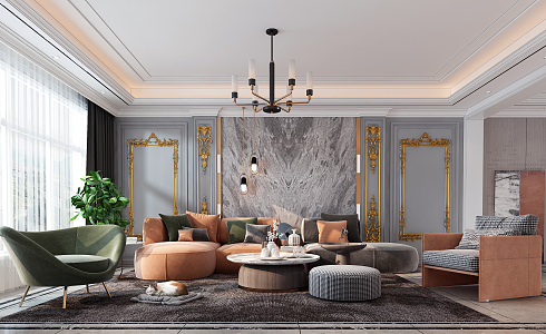 Light Luxury Living Room 3d model