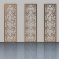Three Decorative Hinged Doors With Intricate Floral Patterns And Metal Frames 3d model