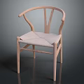 Light Colored Wooden Leisure Chair With Curved Armrests And Upholstered Seat Design