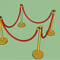Golden Post Stanchion Fence With Red Ropes For Event Crowd Control