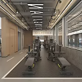 Modern Gym Interior Featuring Spacious Workout Area And Fitness Machines