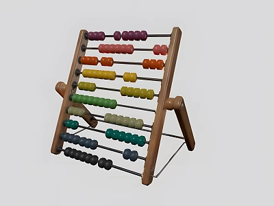 Educational Wooden Doll Abacus With Colorful Beads And Sturdy Frame For Kids Play 3d model