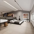 Modern Apartment Bedroom With Art Guitar And Stylish Decor