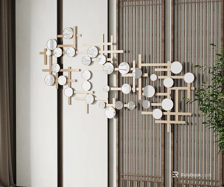 Modern Geometric Wall Lamp Design With Circular Wooden Elements For Interior Decor 3d model