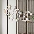Modern Geometric Wall Lamp Design With Circular Wooden Elements For Interior Decor 3d model