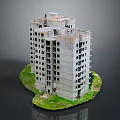 Unfinished High Rise Building Model With Grass Base And Concrete Structure 3d model