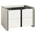 Modern Style Decorative Cabinet With White Body Black Frame And Black Countertop