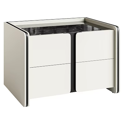 Modern Style Decorative Cabinet With White Body Black Frame And Black Countertop 3d model