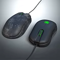 New And Worn Wired Computer Mice Featuring Green LED Lights