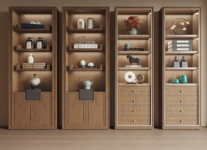 Song Style Decorative Cabinet Bookcase 3d model