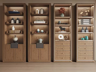 Song Style Decorative Cabinet Bookcase 3d model