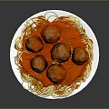 Delicious Spaghetti with Meatballs in Rich Tomato Sauce on White Plate