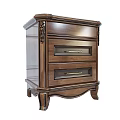 Classic Wooden Bedside Table With Carved Details Two Drawers And Metal Handles