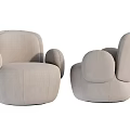 Beige Single Sofa With Rounded Arms Comfortable Modern Cozy Design 3d model