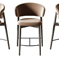 Six Stylish White And Brown Upholstered Bar Stools With Backrest Modern Design