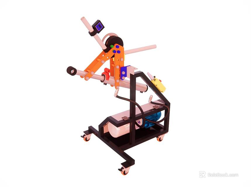 Industrial Mobile Mechanical Arm Equipment With Control Panel And Display Screen 3d model 