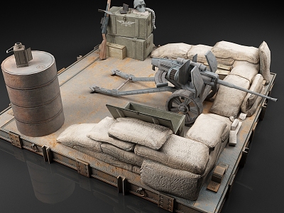 War Scene Position Cannon Sandbag 3d model