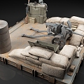 War Scene Position Cannon Sandbag 3d model