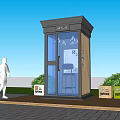 Modern Outdoor Landscape Pavilion With Glass Door And Wooden Elements Near Trees