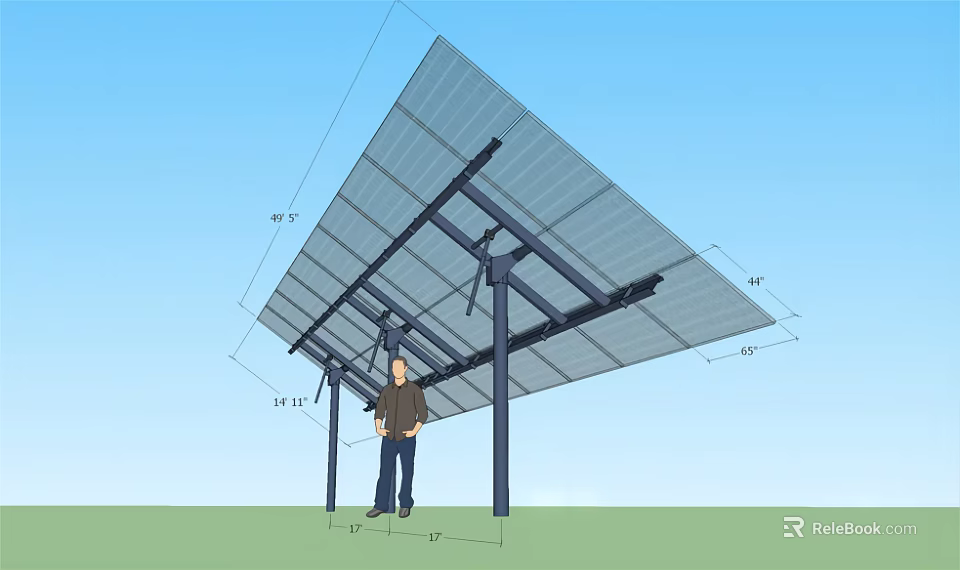 Solar Powered Home Appliances With Panel Mounting Structure And Dimensions 3d model 