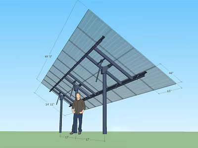 Solar Powered Home Appliances With Panel Mounting Structure And Dimensions 3d model