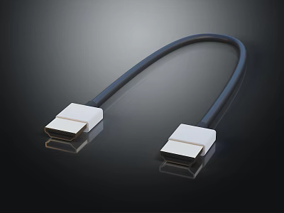 High Speed HDMI Cable With Black Cord And White Connectors For Electronic Devices 3d model