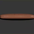 Pink Square Carved Sculpture With Engraved Leaf Motifs And Central Circular Hole