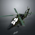 Detailed green military helicopter with main rotor tail rotor and transparent cockpit design