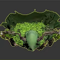 Mystical Forest Character Costume With Green Robe Antler Headdress And Plant Decorations