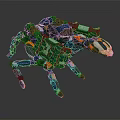 Futuristic Blue And Orange Mechanical Quadruped Creature Design With Tech Features