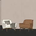 Middle Style Single Sofa 3d model