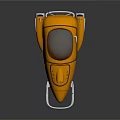 Orange Streamlined Water Vehicle With Transparent Cockpit And Front Metal Guardrail