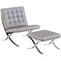 Brown Tufted Leather Leisure Chair With Metal Frame Ottoman And Color Options