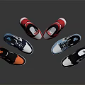 High Top Athletic Shoes In Red White Blue Gray With Swoosh Logo And Reflective Details