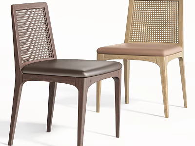 Modern Leisure Chairs With Woven Backrests Leather Seats And Wooden Frames In Different Colors 3d model