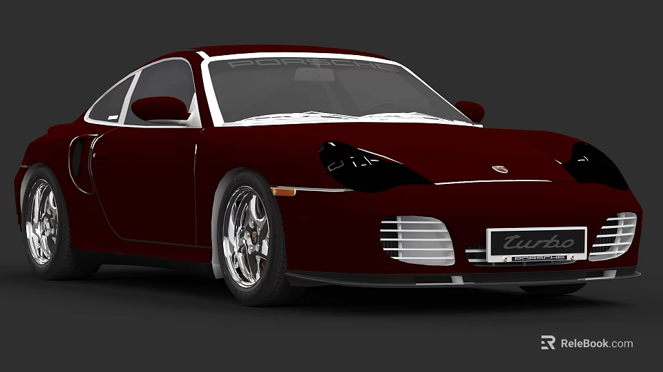 Red Porsche Turbo Sports Car With Sleek Body And Alloy Wheels Design 3d model 